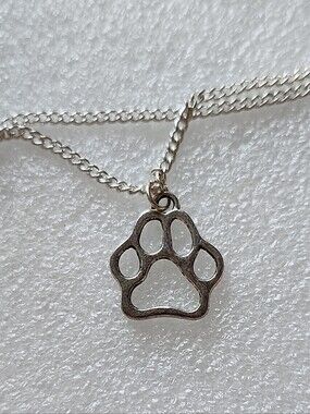 Hand Crafted Silver Paw Print Necklace